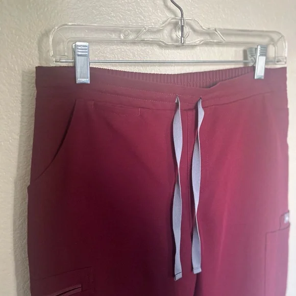 Figs Women’s Burgundy High Waisted Scrub Pants - Picture 4 of 11